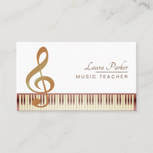 Carte De Visite Or de cru de clavier de piano de professeur de (Devant)