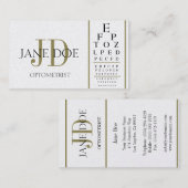 Carte De Visite Or de luxe de diagramme d'optométriste (Devant / Derrière)