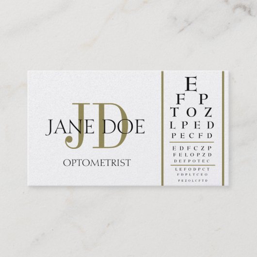 Carte De Visite Or de luxe de diagramme d'optométriste (Devant)