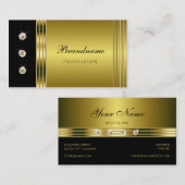 Carte De Visite Or de luxe et noir avec strass lumineux (Devant / Derrière)