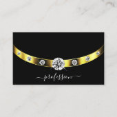 Carte De Visite Or de luxe et noir avec strass scintillants (Devant)