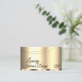 Carte De Visite Or de luxe glamour avec Initiales Professionnel (Debout devant)