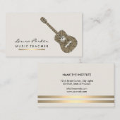 Carte De Visite Or de professeur de musique d'instrument de joueur (Devant / Derrière)