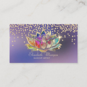 Carte De Visite Or Diamants Froids Lotus Coloré Violet