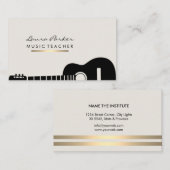 Carte De Visite Or d'instrument de guitare de professeur de (Devant / Derrière)