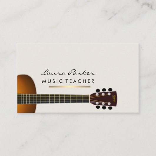 Carte De Visite Or d'instrument de guitare de professeur de (Devant)