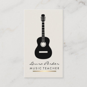 Carte De Visite Or d'instrument de joueur de guitare de professeur