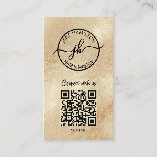 Carte de visite or du logo professionnel du code Q (Devant)