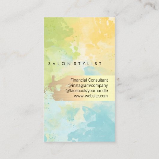 Carte De Visite Or élégant brossé | Code QR | Aquarelle (Dos)