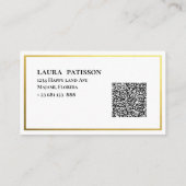 Carte De Visite Or élégant chic monogramme avec qr-code (Dos)