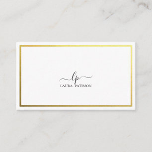 Carte De Visite Or élégant chic monogramme avec qr-code