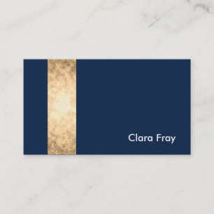 Carte De Visite or élégant de faux, bleu marine, rayures blanches