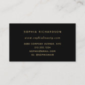 Carte De Visite Or élégant de Faux botanique sur le noir (Dos)