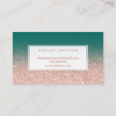 Carte De Visite Or élégant de rose vert de typographie de (Dos)