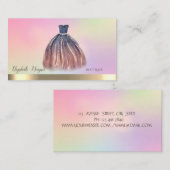 Carte De Visite Or élégant, Holographique robe chic (Devant / Derrière)