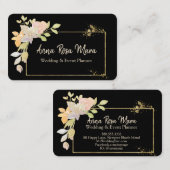 Carte De Visite ** Or Elegant Lavande Rose Aquarelle Florale (Devant / Derrière)