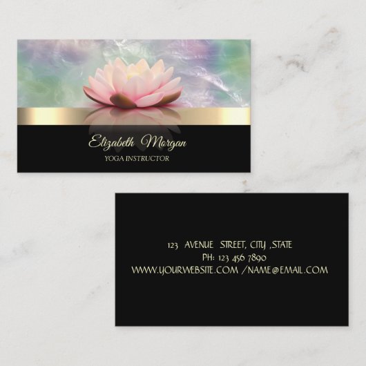 Carte De Visite Or élégant, Lotus Holographique Opal (Devant / Derrière)