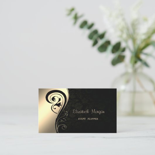 Carte De Visite Or élégant moderne, Damas (Debout devant)