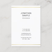 Carte De Visite Or élégant simple moderne professionnel (Dos)
