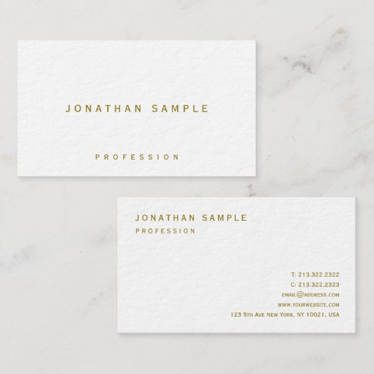 Carte De Visite Or élégant Texte Premium Ultra épais Luxe (Devant / Derrière)