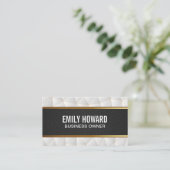 Carte De Visite Or en cuir noir | Triangles géométriques blancs (Debout devant)