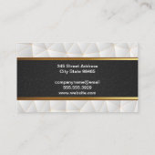 Carte De Visite Or en cuir noir | Triangles géométriques blancs (Dos)