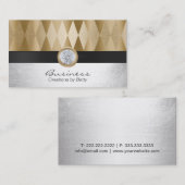 Carte De Visite Or et argent modernes de concepteur de bijoux (Devant / Derrière)