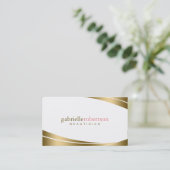 Carte De Visite Or et blanc géométrique moderne (Debout devant)