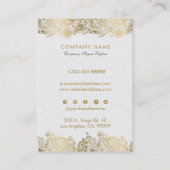 Carte De Visite Or et blanc Paisley dentelle florale (Dos)