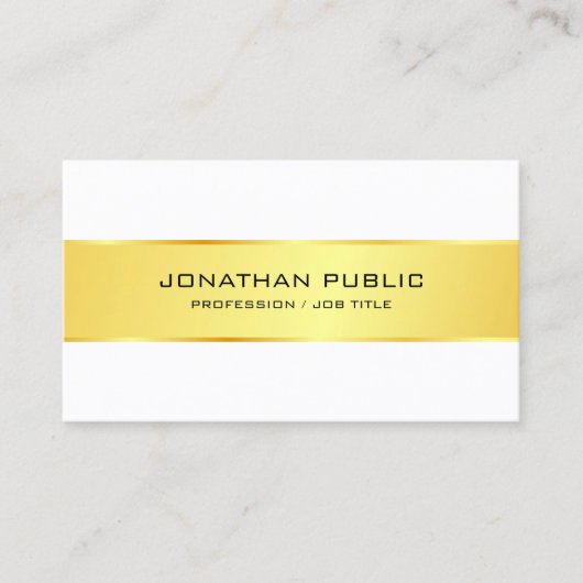 Carte De Visite Or Et Blanc Professionnel Moderne Élégant (Devant)