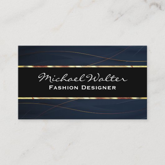 Carte De Visite Or et bleu | Lignes De Luxe (Devant)