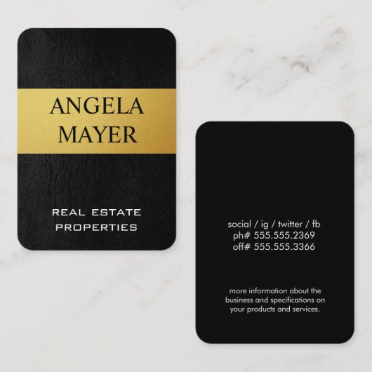 Carte De Visite Or et cuir (Devant / Derrière)
