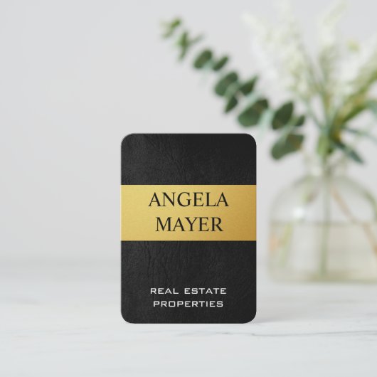 Carte De Visite Or et cuir (Debout devant)