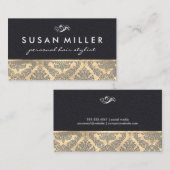 Carte De Visite Or et cuir avec Damas (Devant / Derrière)