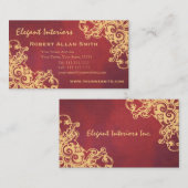 Carte De Visite Or et grunge baroque rouge de la Renaissance (Devant / Derrière)