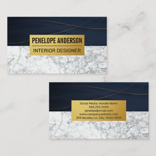 Carte De Visite Or et marbre (Devant / Derrière)