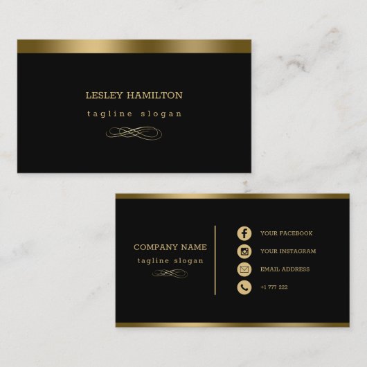 Carte De Visite Or Et Noir (Devant / Derrière)
