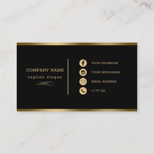 Carte De Visite Or Et Noir (Dos)