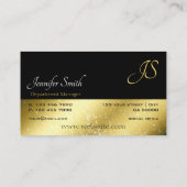 Carte De Visite Or et noir avec Parties scintillant Stars Monogram (Dos)