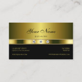 Carte De Visite Or et noir luxueux avec strass chatoyants (Dos)