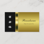 Carte De Visite Or et noir luxueux avec strass chatoyants (Devant)