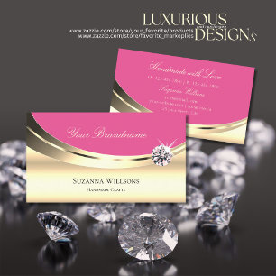 Carte De Visite Or et rose luxueux avec diamant brillant Luxe