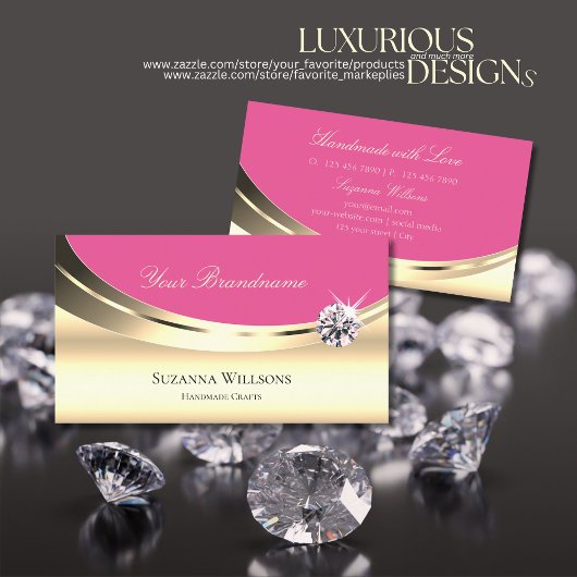Carte De Visite Or et rose luxueux avec diamant brillant Luxe