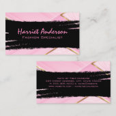 Carte De Visite Or et rose | Noir brossé élégant (Devant / Derrière)