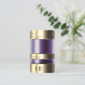 Carte De Visite Or et verre peuvent pourpre Liquides Monogramme Qu (Debout devant)