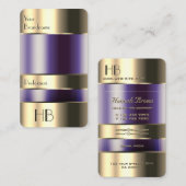 Carte De Visite Or et verre peuvent pourpre Liquides Monogramme Qu (Devant / Derrière)