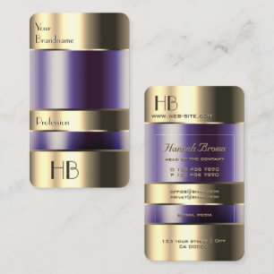 Carte De Visite Or et verre peuvent pourpre Liquides Monogramme Qu