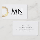 Carte De Visite Or Faux Brossé avec Monogramme Chic (Devant / Derrière)