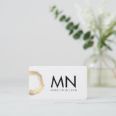 Carte De Visite Or Faux Brossé avec Monogramme Chic (Debout devant)