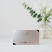 Carte De Visite Or glamour argent élégant Monogramme moderne (Debout devant)